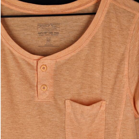 PATAGONIA WOMEN'S ORANGE CAPILENE COOL TRAIL BLOUSE TOP SIZE MEDIUM - Picture 4 of 12